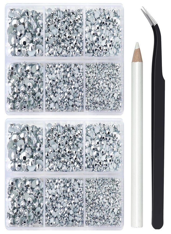 Briskbloom 10000PCS Mine Silver Rhinestones for Crafts Shoes Clothes, Silver Flatback Nail Rhinestones, Flat Back Diamond Tumbler Bedazzling Kit, Mixed 2/3/4/5/6mm Glue Fix Rhinestone Gems - Image 1